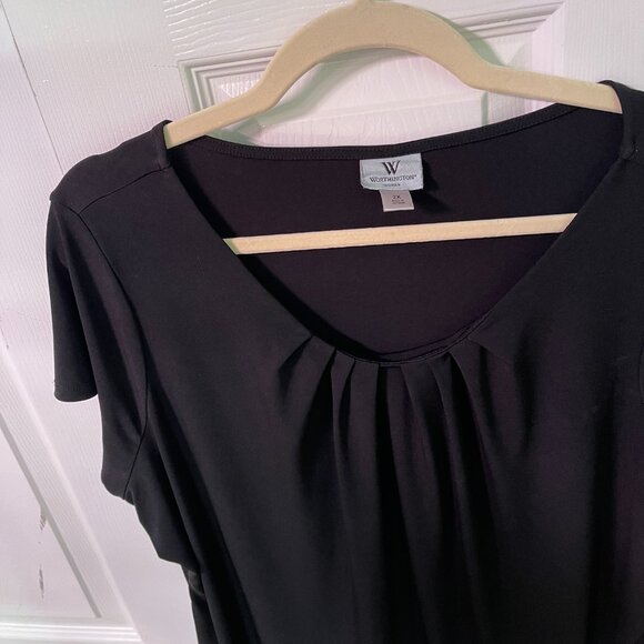 Worthington Black Cap Sleeve Top Size 2X - Picture 2 of 5